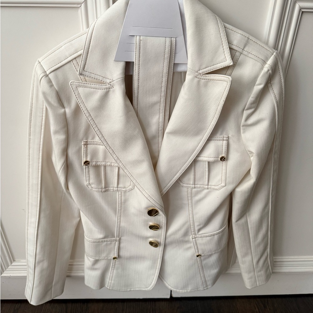 Cache Cream Blazer with Gold Accents